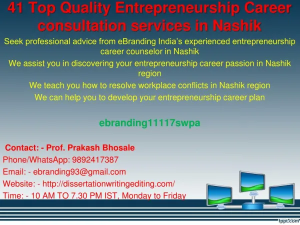 41 Top Quality Entrepreneurship Career consultation services in Nashik