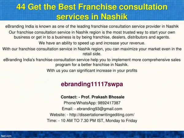 44 Get the Best Franchise consultation services in Nashik