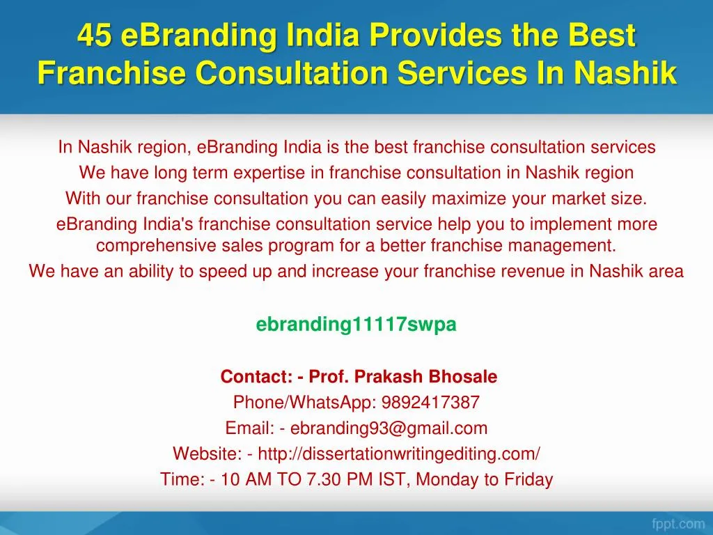 45 ebranding india provides the best franchise consultation services in nashik