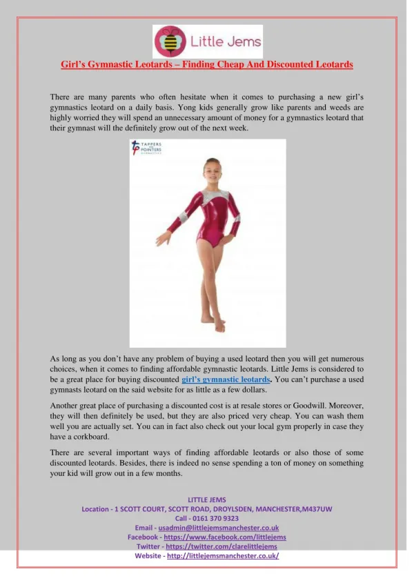 Girl’s Gymnastic Leotards – Finding Cheap And Discounted Leotards