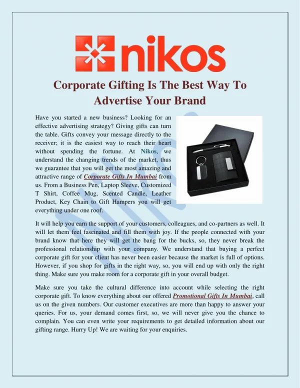 Corporate Gifting Is The Best Way To Advertise Your Brand