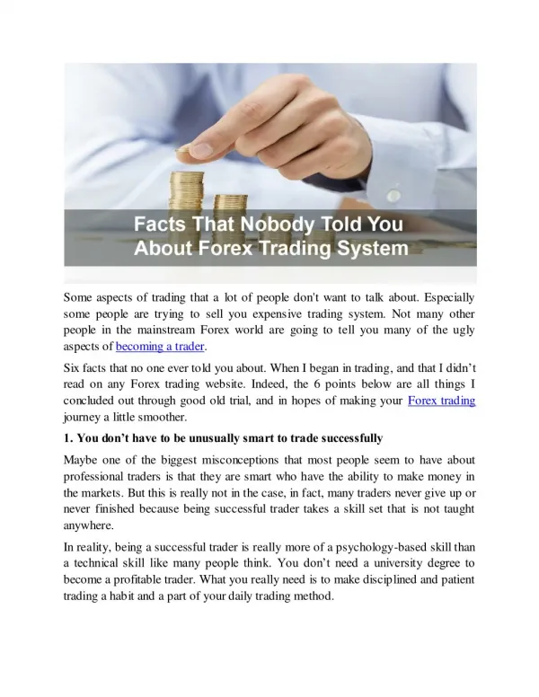 Facts That Nobody Told You About Forex Trading System