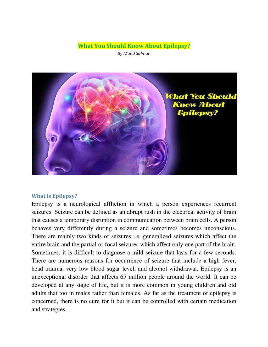 what you should know about epilepsy by mohd salman