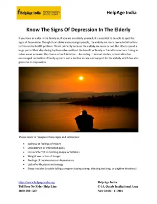 Know the Signs of Depression in the Elderly - slide 1