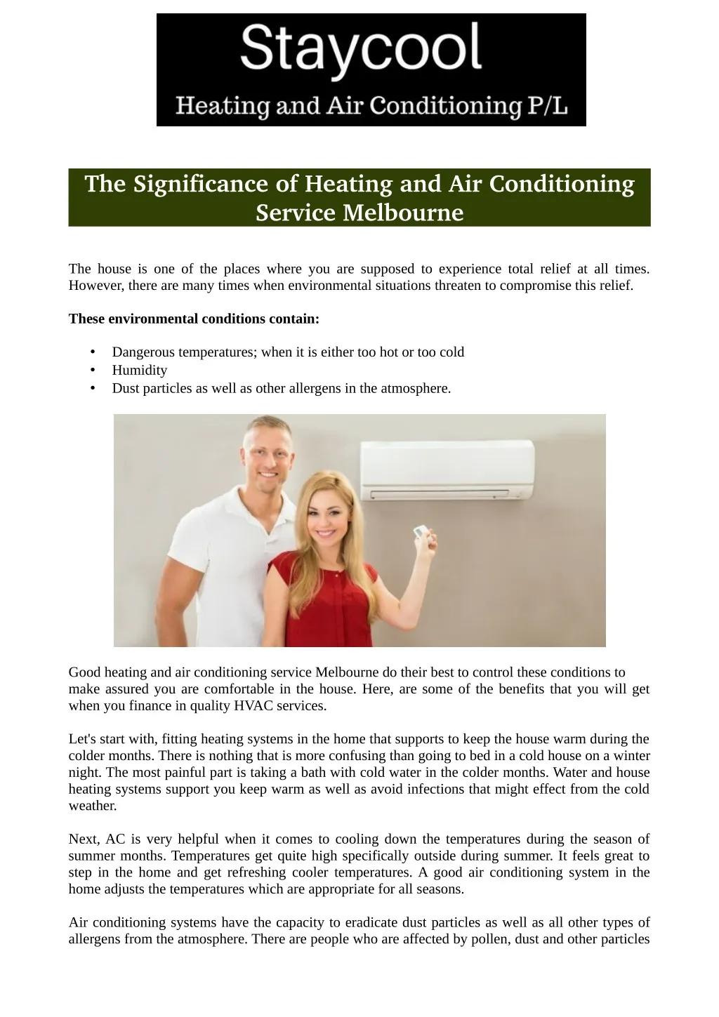 the significance of heating and air conditioning