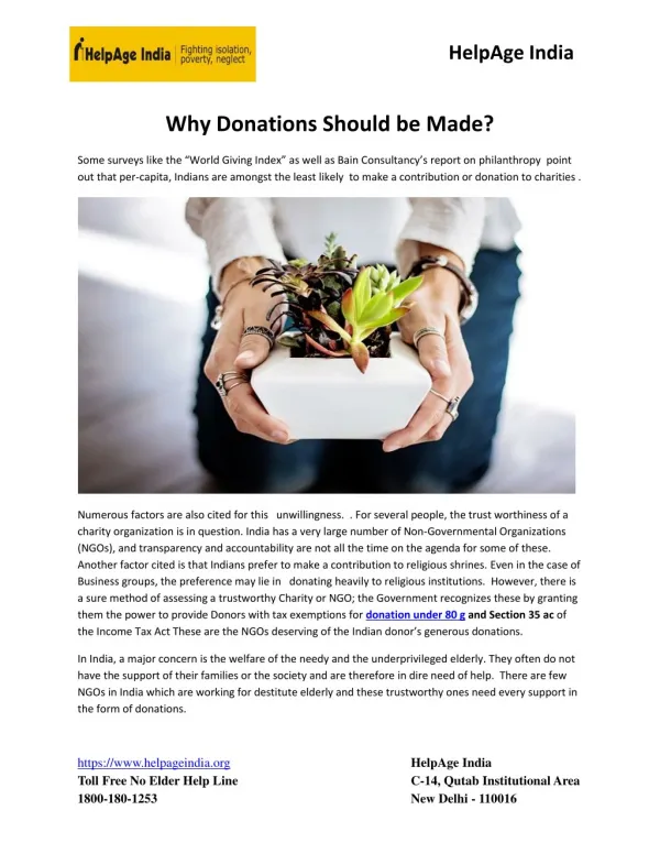 Why Donations Should be Made?