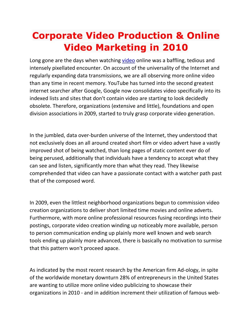 corporate video production online video marketing