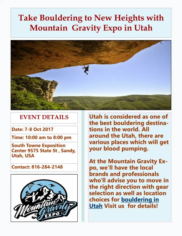 Take Bouldering to New Heights with Mountain Gravity Expo in Utah