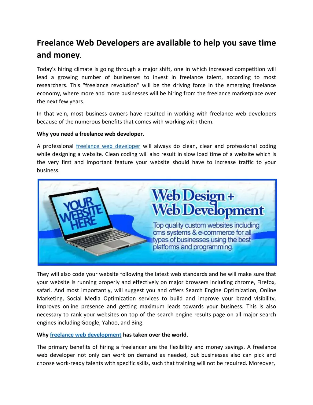 freelance web developers are available to help