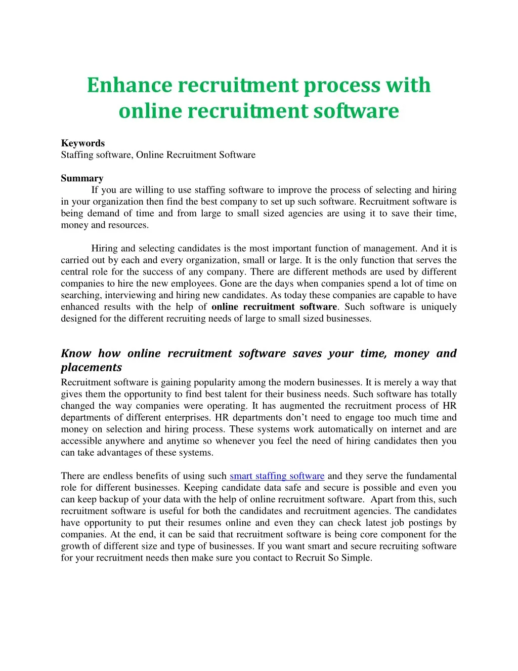 enhance recruitment process with online
