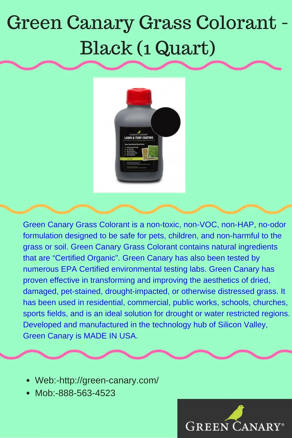 green canary grass colorant black 1 quart