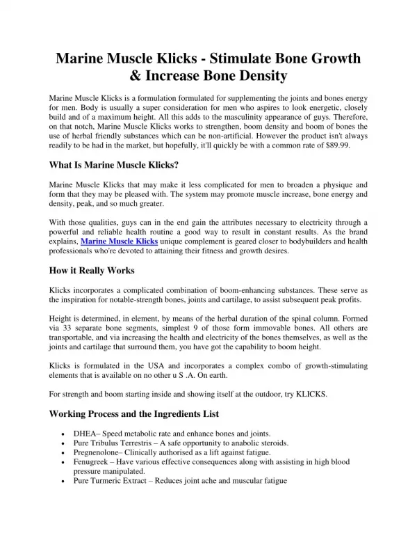 Marine Muscle Klicks - Stimulate Bone Growth & Increase Bone Density