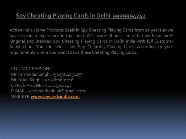 Spy Cheating Playing Cards in Delhi