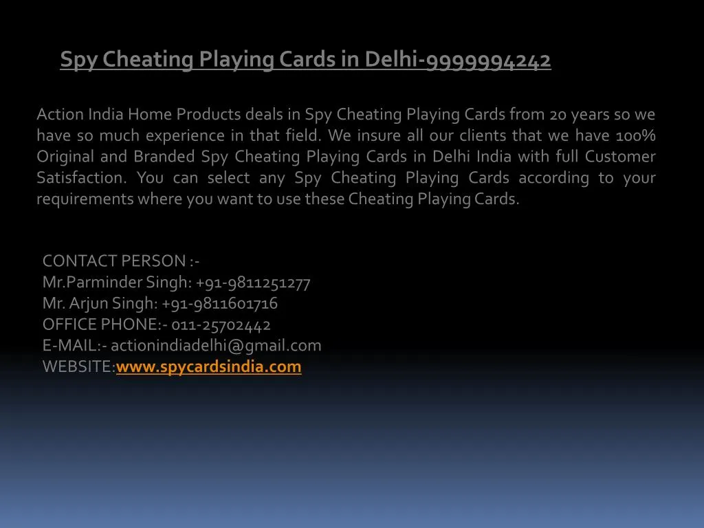 spy cheating playing cards in delhi 9999994242