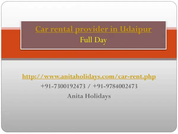 Car Rental Provider in Udaipur Full Day