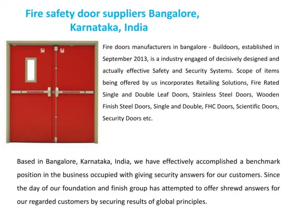 Fire doors manufacturers in bangalore