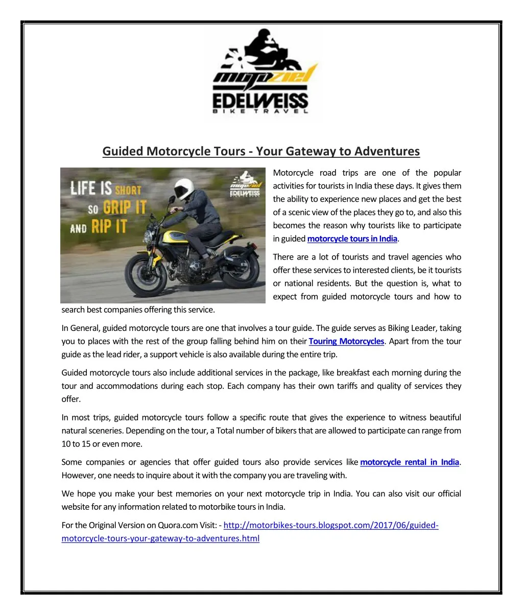 guided motorcycle tours your gateway to adventures
