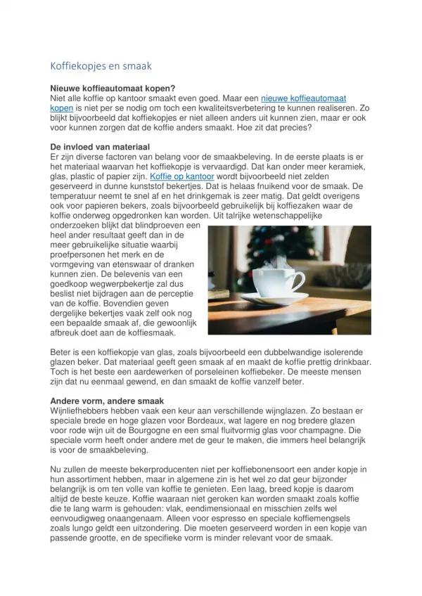 koffiekopjes en smaak nieuwe koffieautomaat kopen