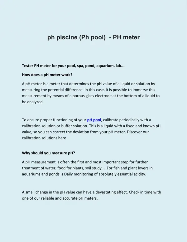 ph piscine(Ph pool) | PH Meter