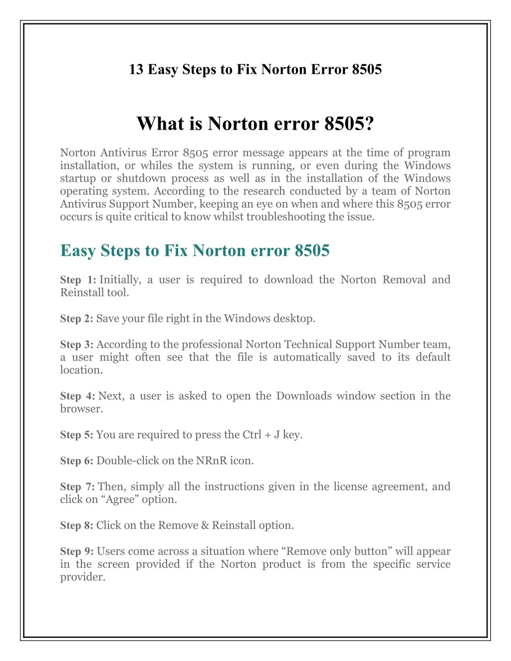 13 easy steps to fix norton error 8505