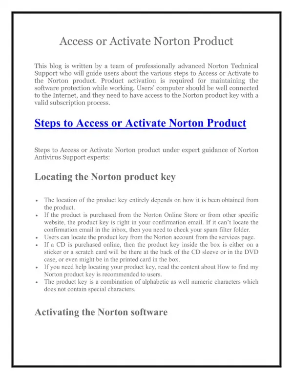 Norton Support 1800-431-268 to Access or Activate Norton Product