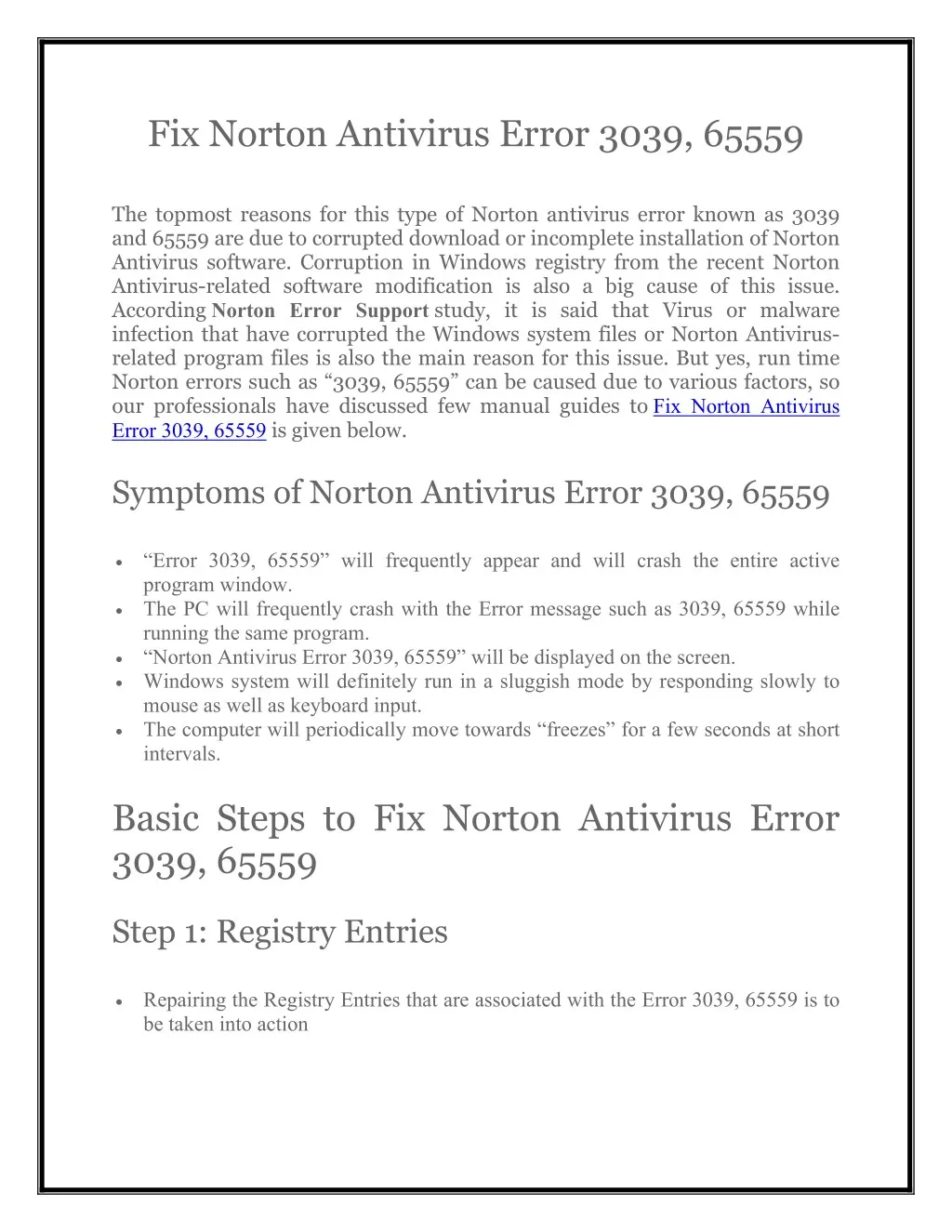fix norton antivirus error 3039 65559