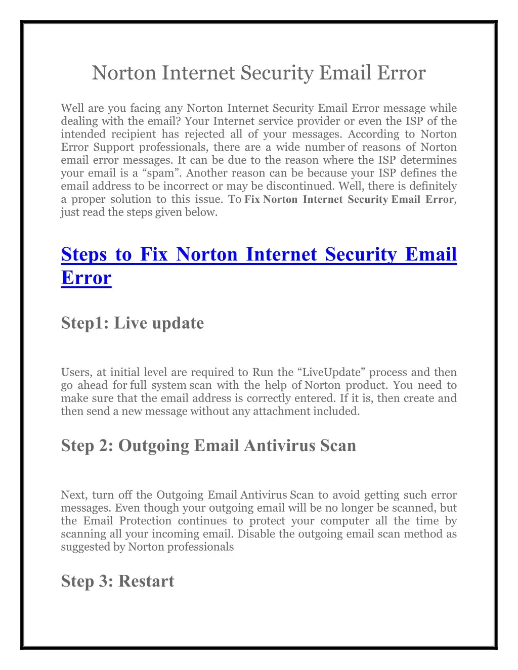 norton internet security email error