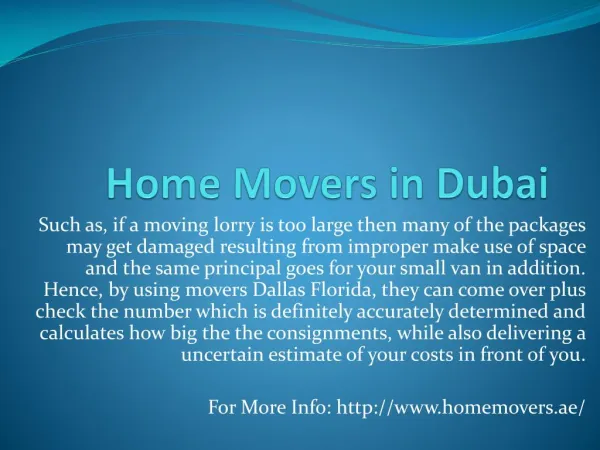 Home Movers in Dubai