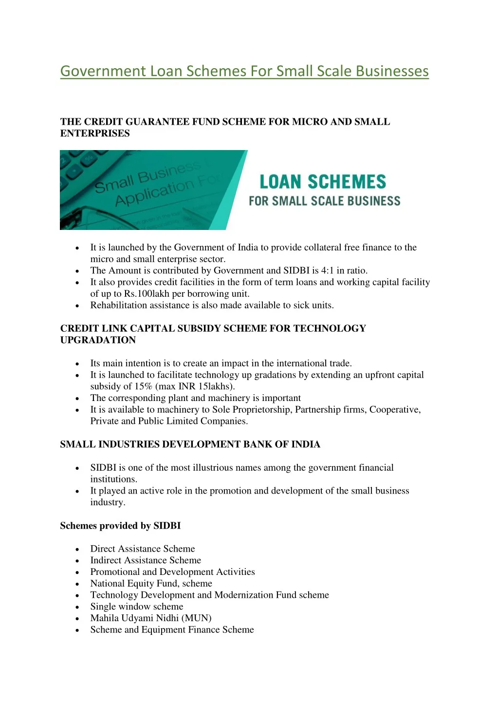 government loan schemes for small scale businesses