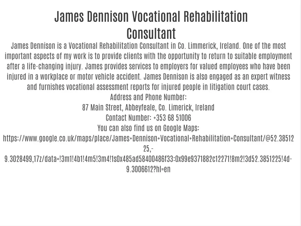 james dennison vocational rehabilitation james