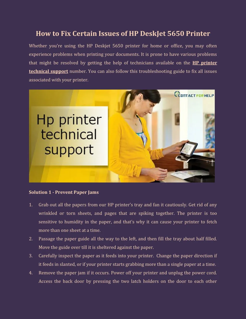how to fix certain issues of hp deskjet 5650