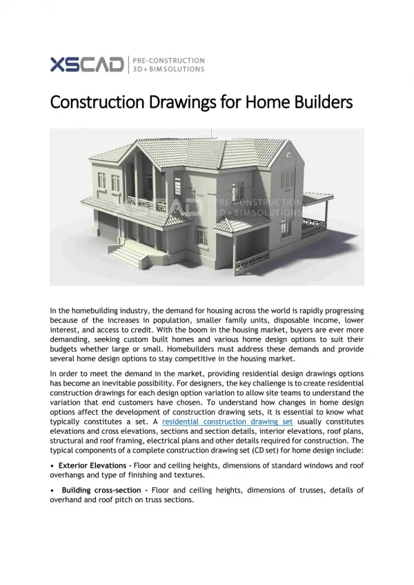 Construction Drawings for Home Builders