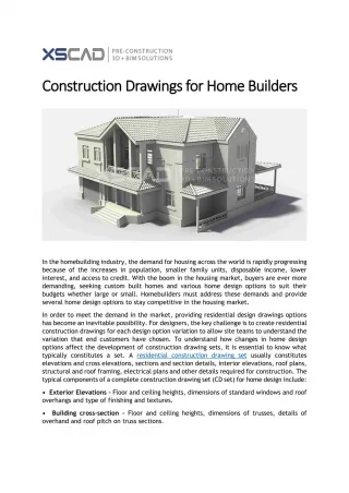 Construction Drawings for Home Builders - slide 1