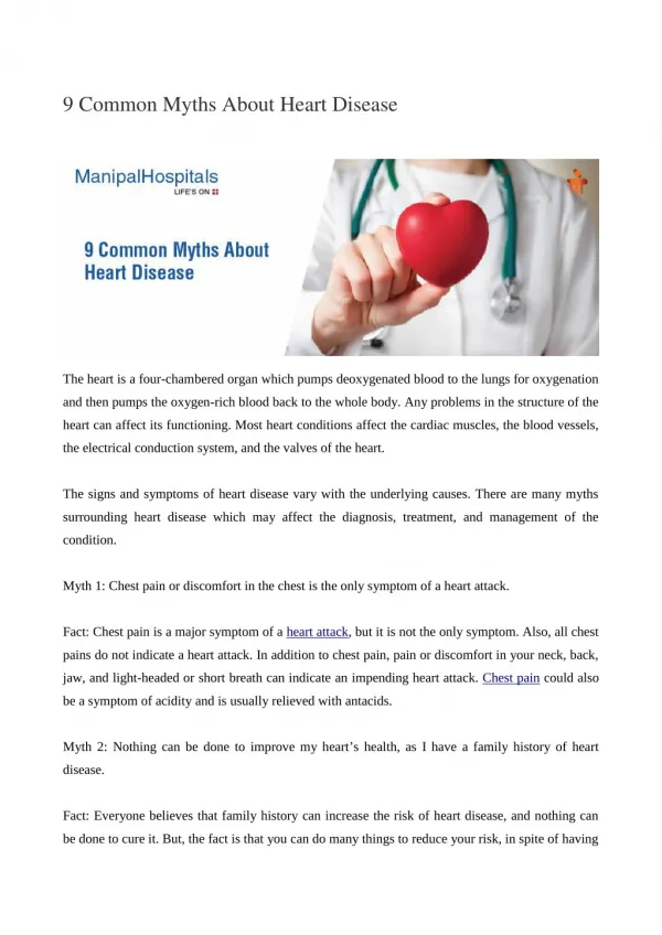 Common Myths About Heart Disease