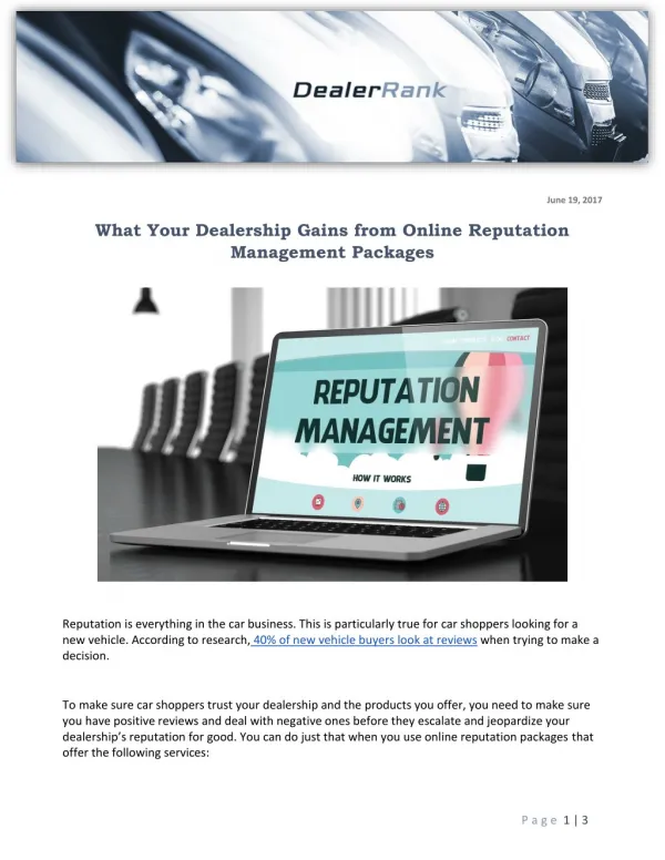 What Your Dealership Gains from Online Reputation Management Packages
