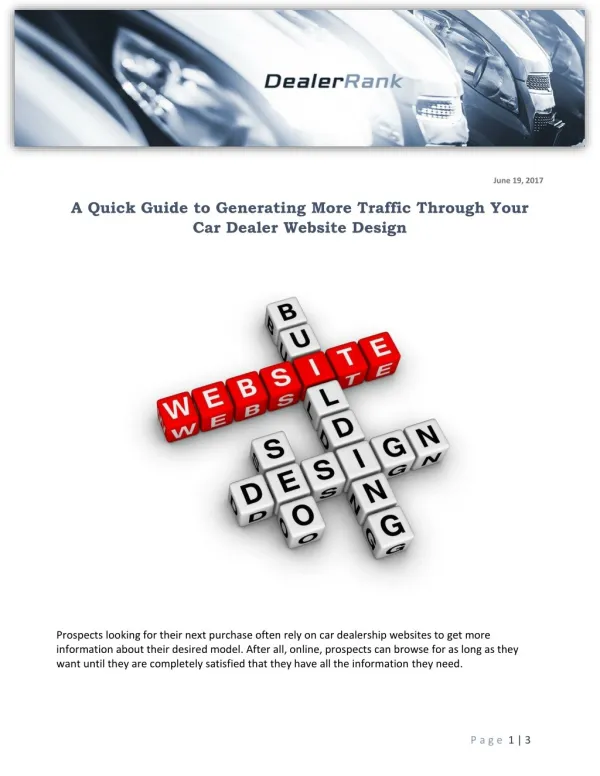 A Quick Guide to Generating More Traffic Through Your Car Dealer Website Design