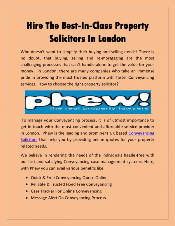 Hire The Best-In-Class Property Solicitors In London