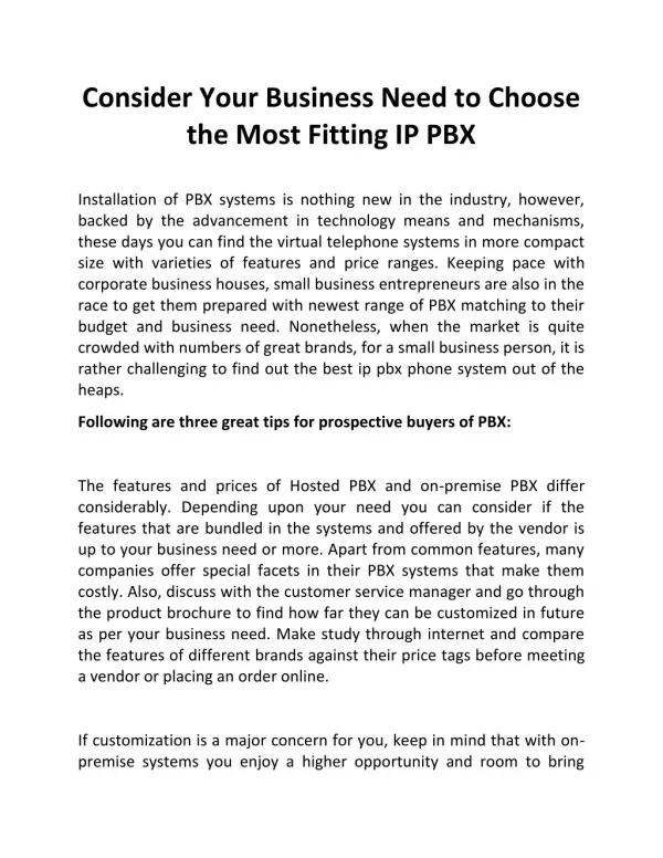 Personalization of your PBX system