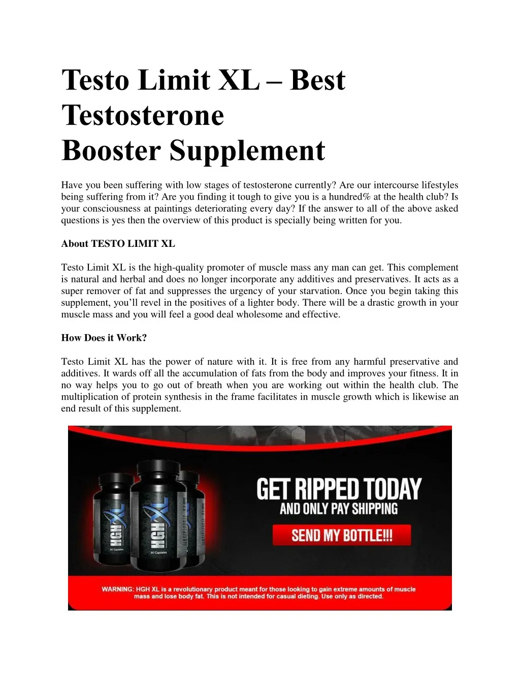 testo limit xl best testosterone booster