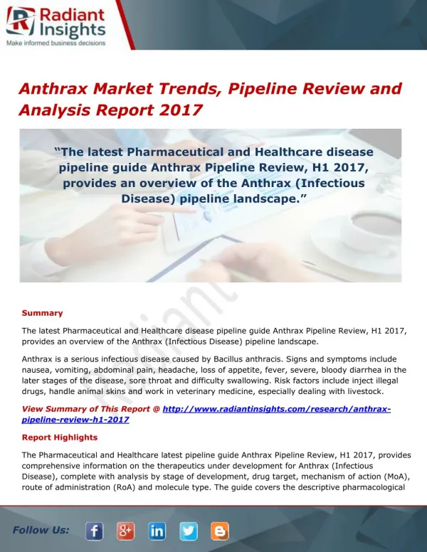 Anthrax Market Share, Opportunities and Outlook 2017