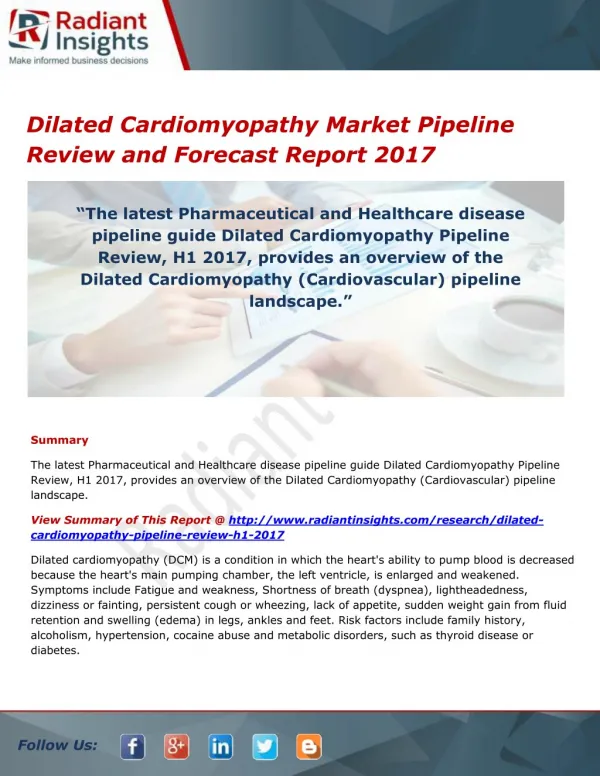 Dilated Cardiomyopathy Market Share, Trends and Forecasts 2017