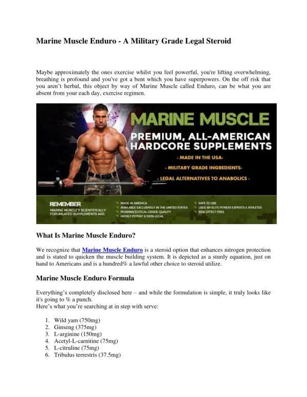 Marine Muscle Enduro - A Military Grade Legal Steroid