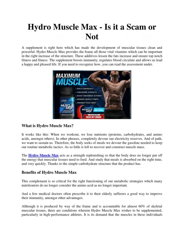 Hydro Muscle Max - Is it a Scam or Not