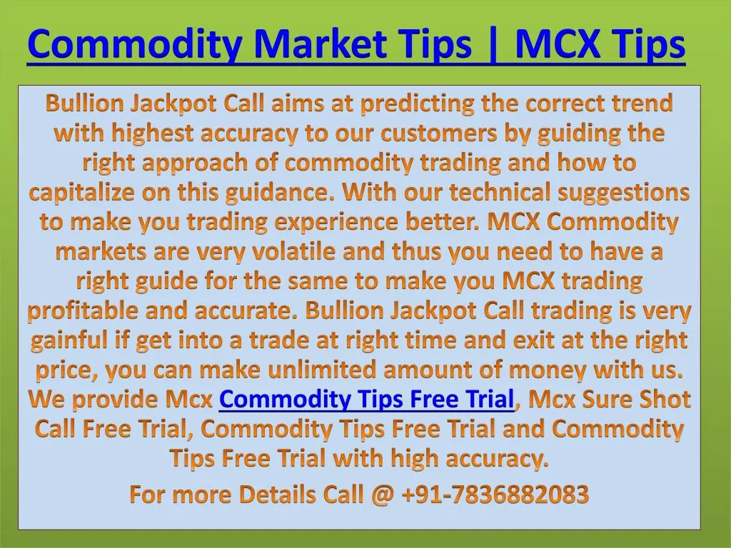 commodity market tips mcx tips