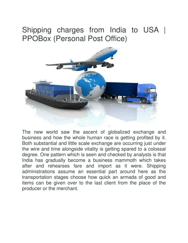 Shipping charges from india to usa | PPOBox(Personal Post Office)