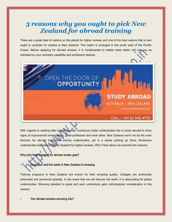 3 reasons why you ought to pick New Zealand for abroad training - Prolific Overseas
