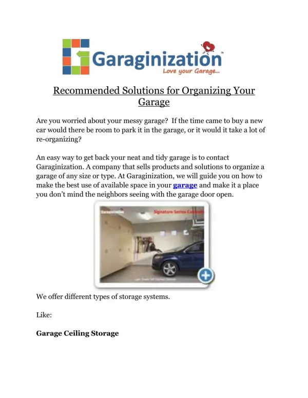 Recommended Solutions for Organizing Your Garage