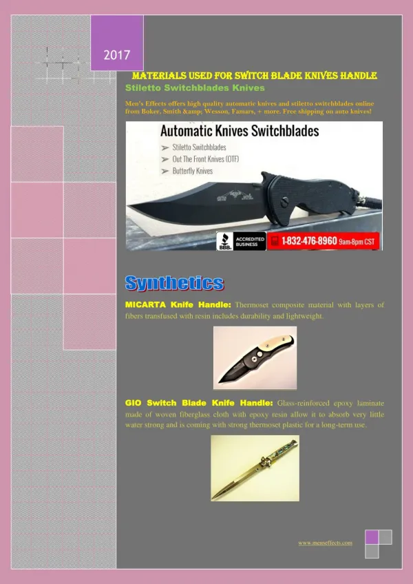 Materials Used for Switch Blade Knives Handle