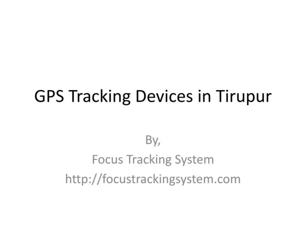 GPS Tracking Devices in Tirupur
