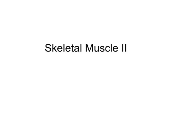 Skeletal Muscle II